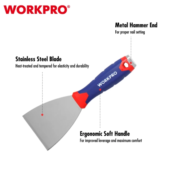 Шпатель ударний WORKPRO 125 мм, нержавіюча сталь, м'яка ручка PRO WP321013